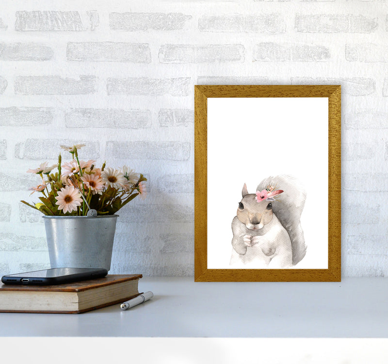 Forest Friends, Floral Cute Squirrel Modern Print Animal Art Print A4 Print Only