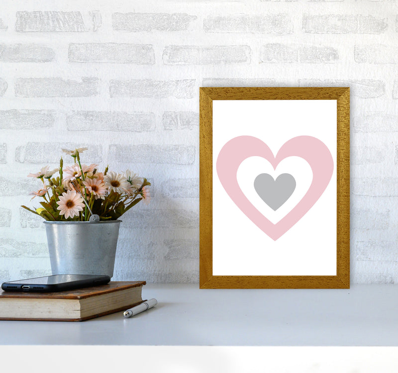 Pink And Grey Heart Modern Print A4 Print Only