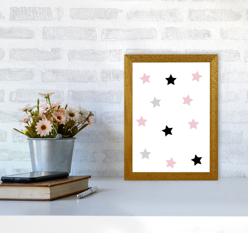 Pink Black And Grey Stars Modern Print A4 Print Only