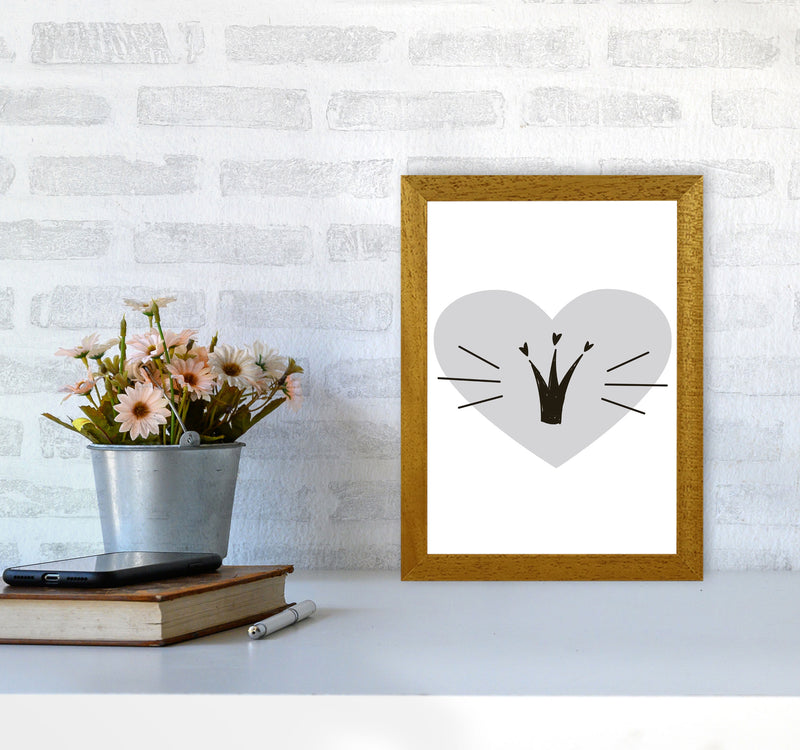 Crown With Grey Heart Framed Nursey Wall Art Print A4 Print Only