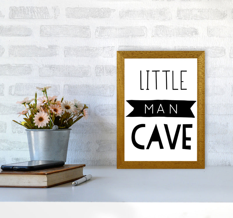 Little Man Cave Black Banner Framed Nursey Wall Art Print A4 Print Only