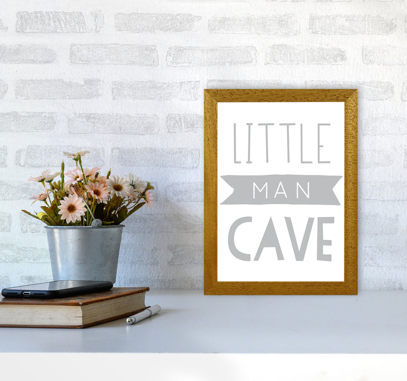 Little Man Cave Grey Banner Framed Nursey Wall Art Print A4 Print Only