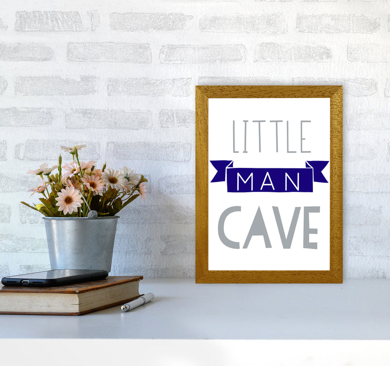 Little Man Cave Navy Banner Framed Nursey Wall Art Print A4 Print Only