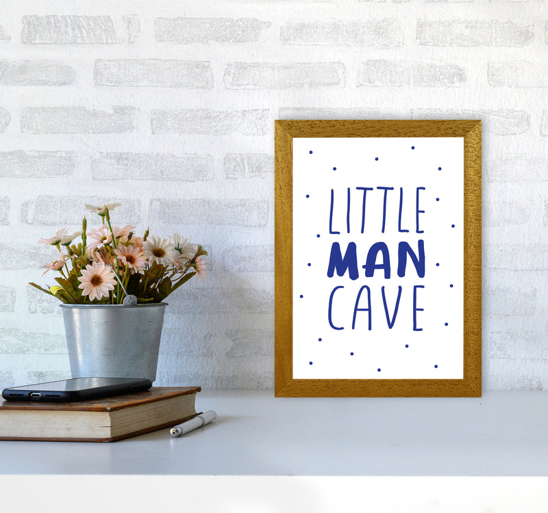 Little Man Cave Navy Dots Framed Nursey Wall Art Print A4 Print Only