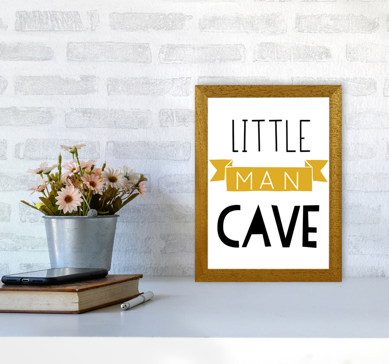 Little Man Cave Mustard Banner Framed Nursey Wall Art Print A4 Print Only