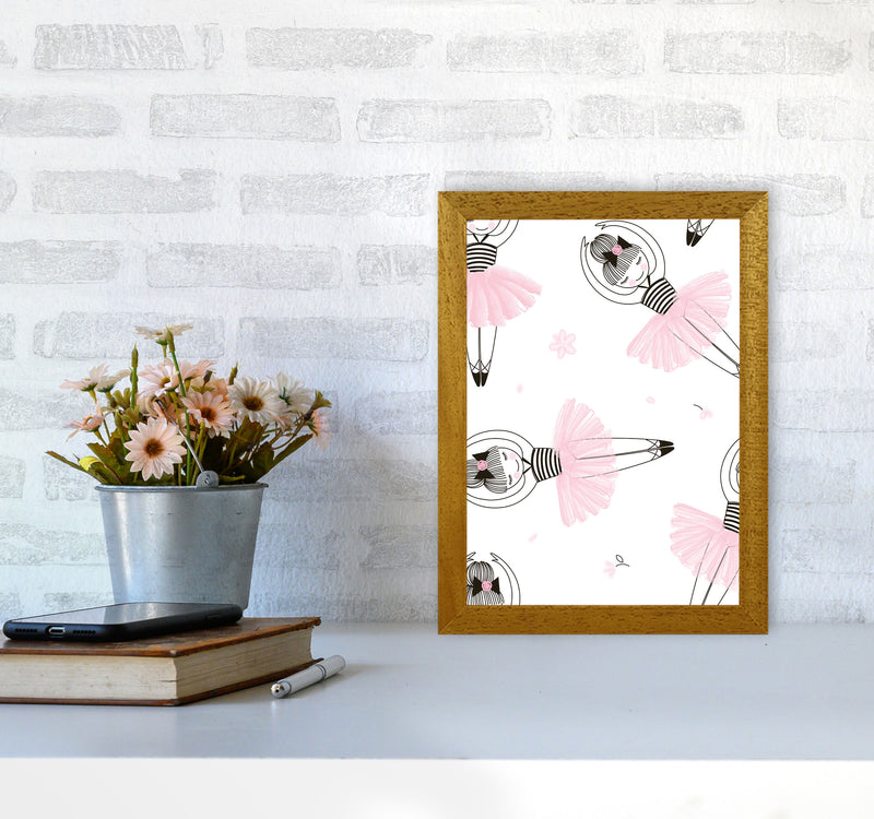Ballerina Repeat Pattern Framed Nursey Wall Art Print A4 Print Only