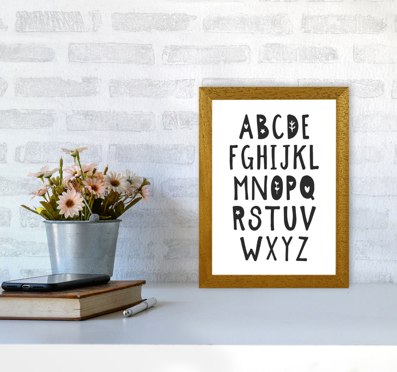 Black Alphabet Framed Nursey Wall Art Print A4 Print Only