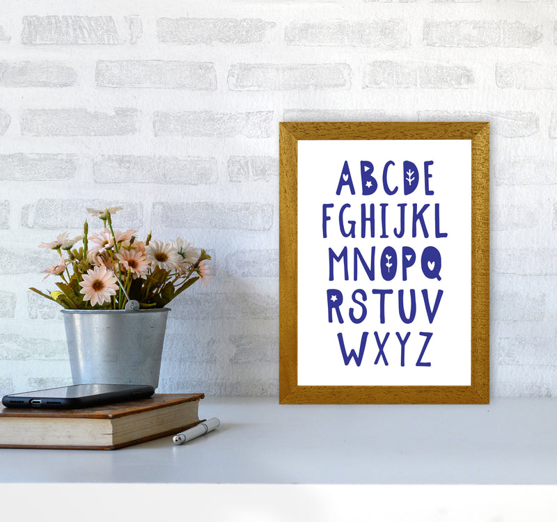 Navy Alphabet Framed Typography Wall Art Print A4 Print Only