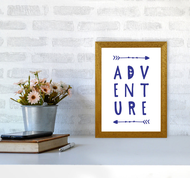 Adventure Navy Framed Typography Wall Art Print A4 Print Only