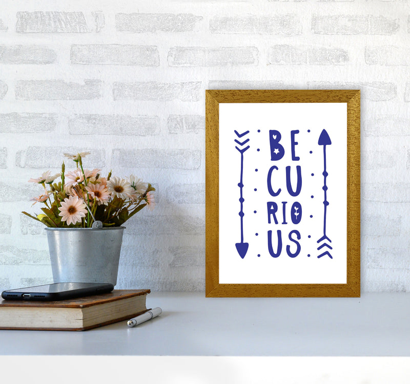 Be Curious Navy Framed Typography Wall Art Print A4 Print Only