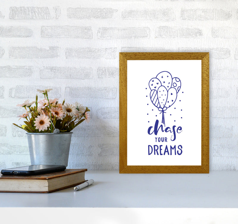 Chase Your Dreams Navy Framed Typography Wall Art Print A4 Print Only