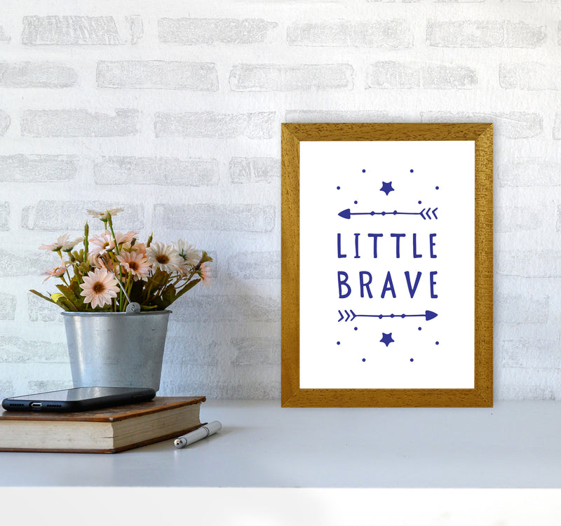 Little Brave Navy Framed Typography Wall Art Print A4 Print Only