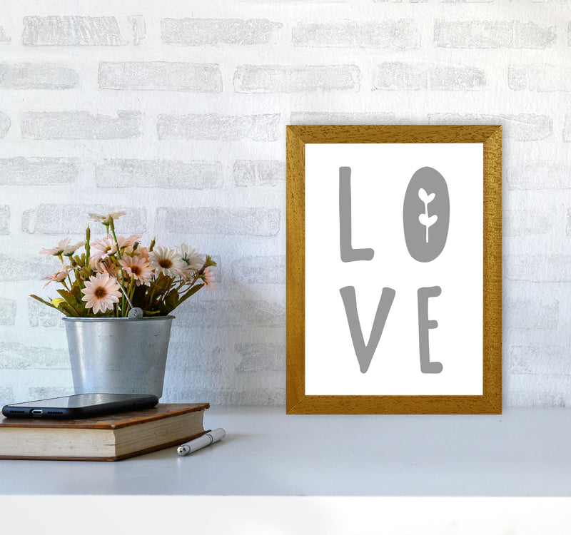 Love Grey Framed Typography Wall Art Print A4 Print Only