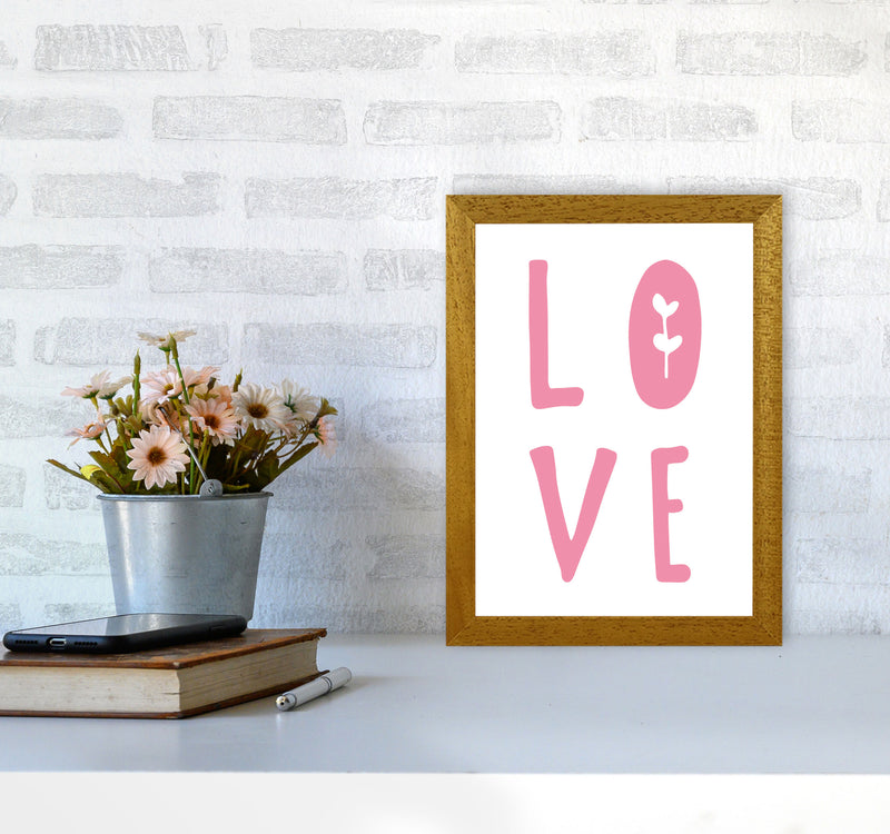 Love Pink Framed Typography Wall Art Print A4 Print Only