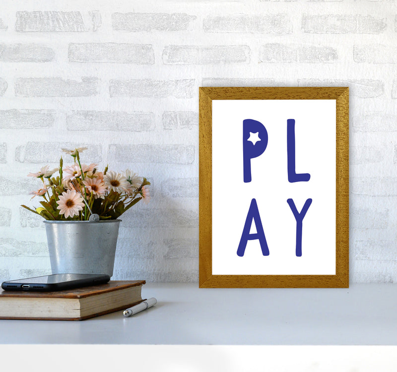Play Navy Framed Typography Wall Art Print A4 Print Only