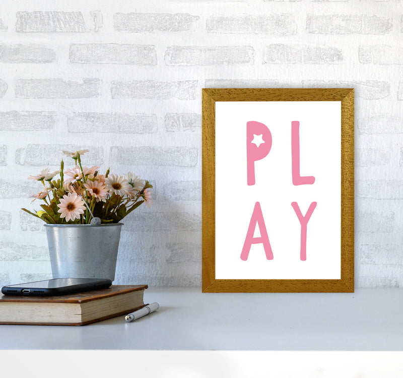 Play Pink Framed Typography Wall Art Print A4 Print Only
