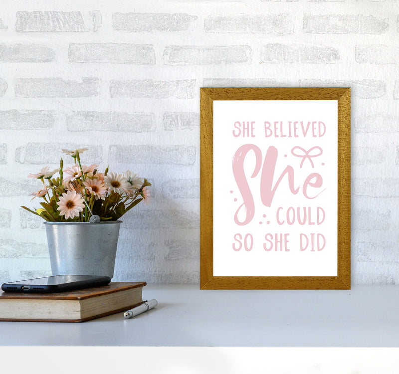 She Believed She Could So She Did Baby Pink Modern Print A4 Print Only
