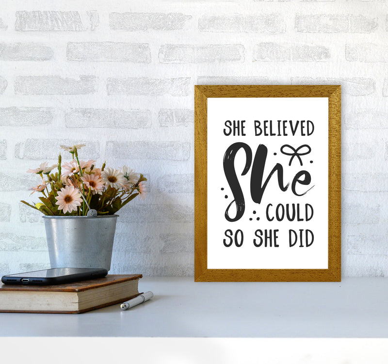 She Believed She Could So She Did Black Modern Print A4 Print Only