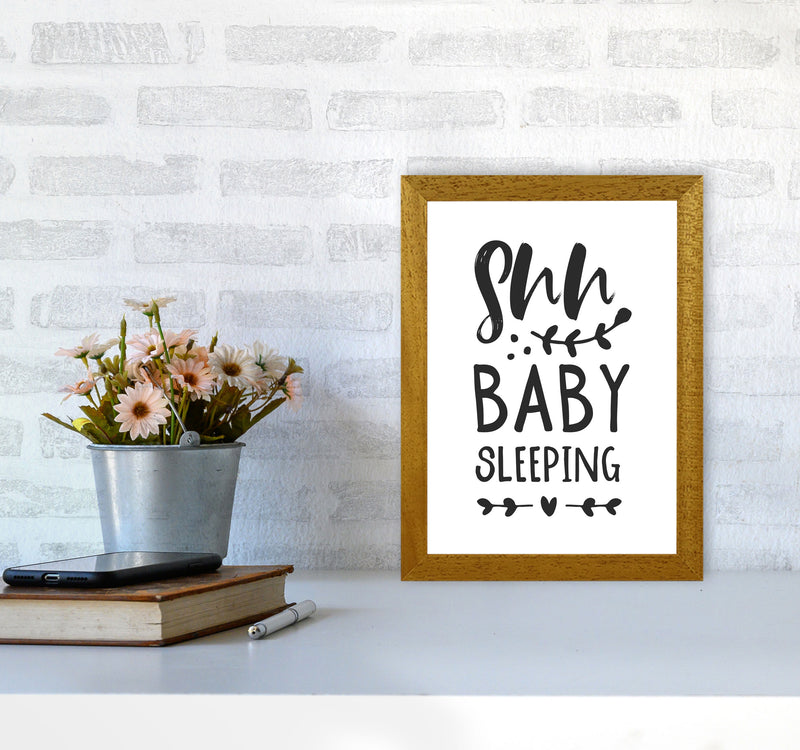 Shh Baby Sleeping Black Framed Nursey Wall Art Print A4 Print Only