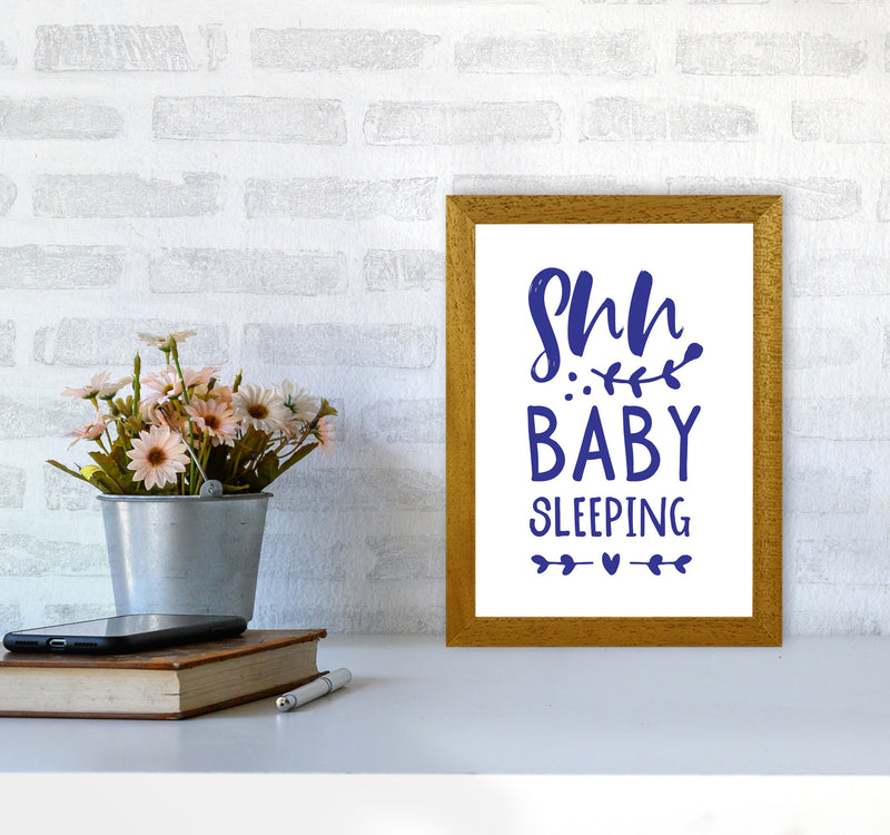 Shh Baby Sleeping Navy Framed Nursey Wall Art Print A4 Print Only