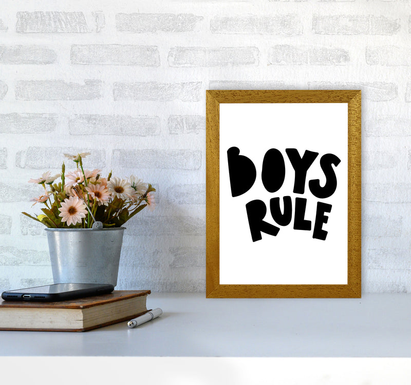 Boys Rule Black Framed Nursey Wall Art Print A4 Print Only