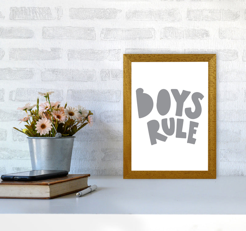 Boys Rule Grey Framed Nursey Wall Art Print A4 Print Only