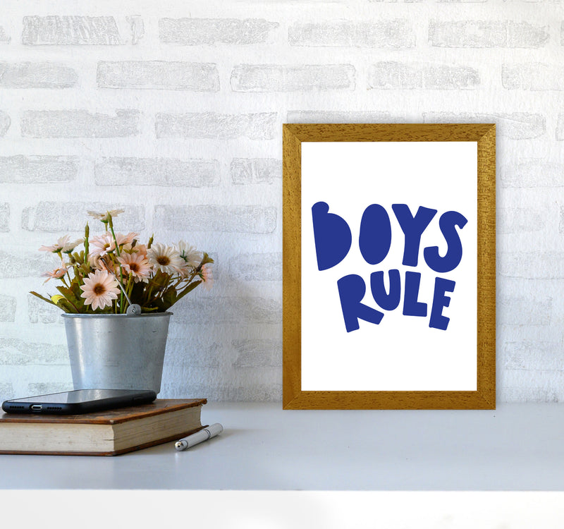 Boys Rule Navy Framed Nursey Wall Art Print A4 Print Only