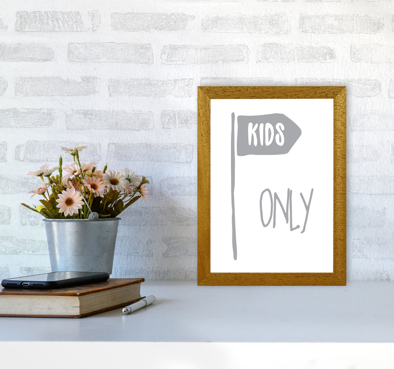Kids Only Grey Framed Nursey Wall Art Print A4 Print Only
