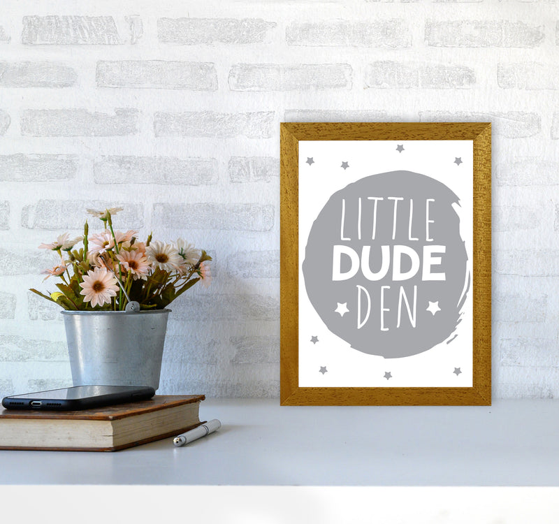 Little Dude Den Grey Circle Framed Nursey Wall Art Print A4 Print Only