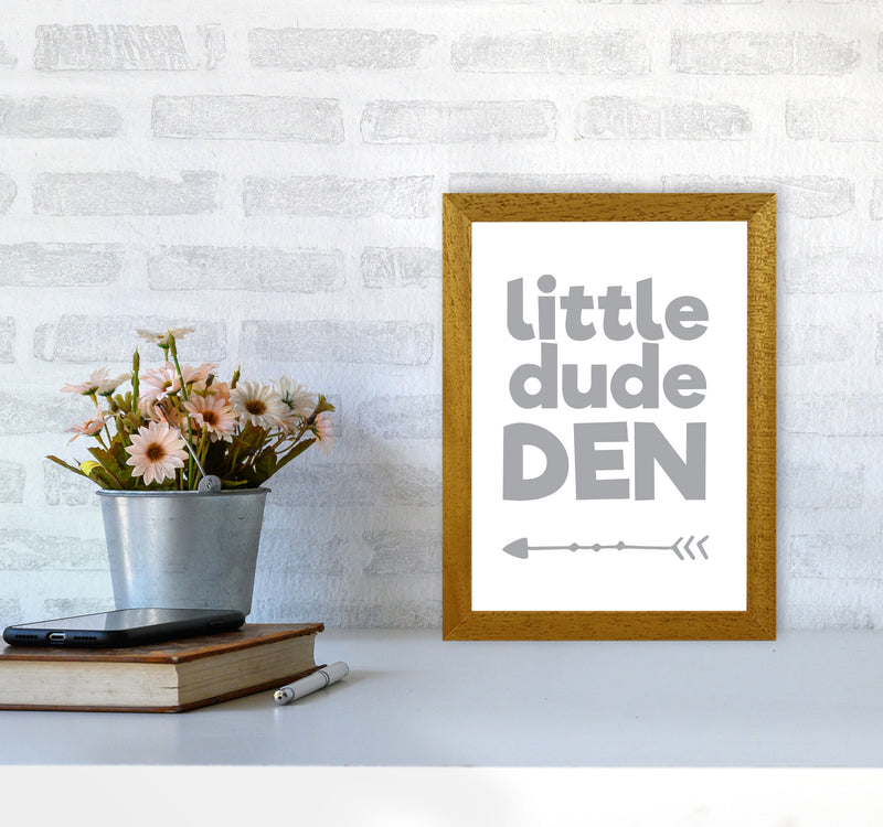 Little Dude Den Grey Framed Nursey Wall Art Print A4 Print Only