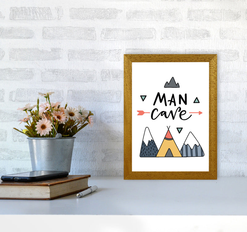 Man Cave Mountains Framed Typography Wall Art Print A4 Print Only