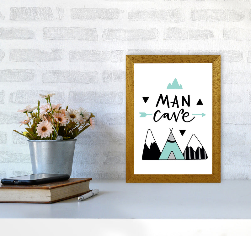 Man Cave Mountains Mint And Black Framed Typography Wall Art Print A4 Print Only