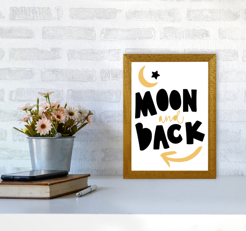 Moon And Back Mustard And Black Framed Typography Wall Art Print A4 Print Only