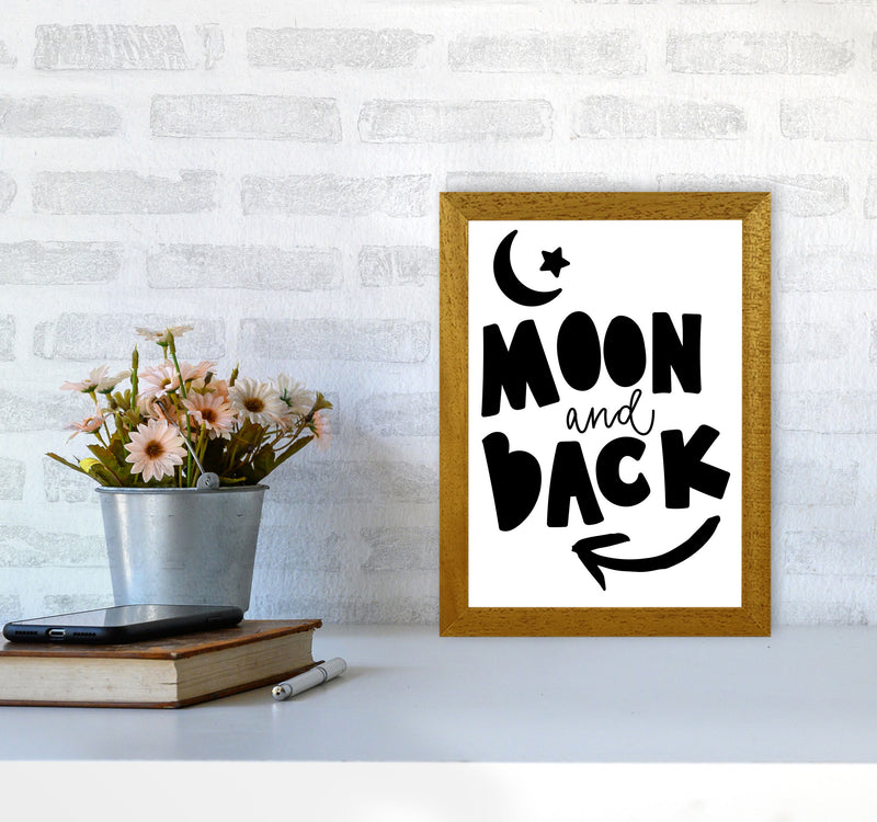 Moon And Back Black Framed Typography Wall Art Print A4 Print Only