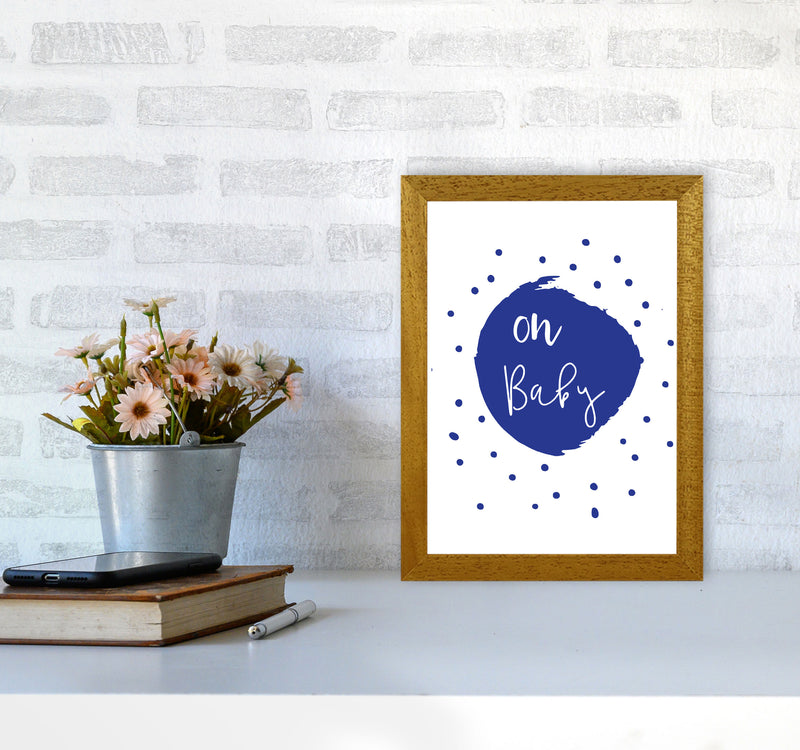 Oh Baby Navy Framed Typography Wall Art Print A4 Print Only