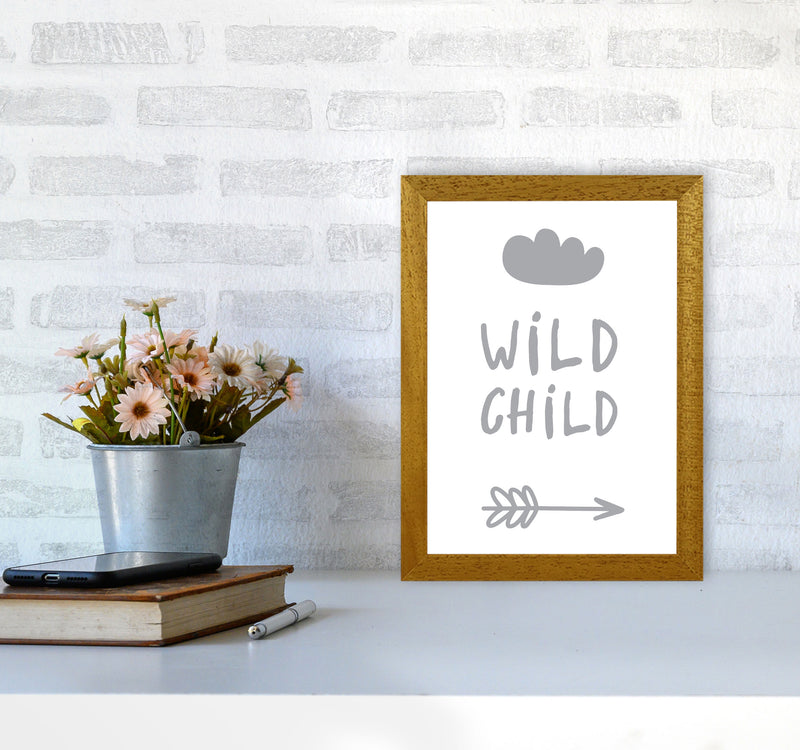 Wild Child Grey Framed Nursey Wall Art Print A4 Print Only