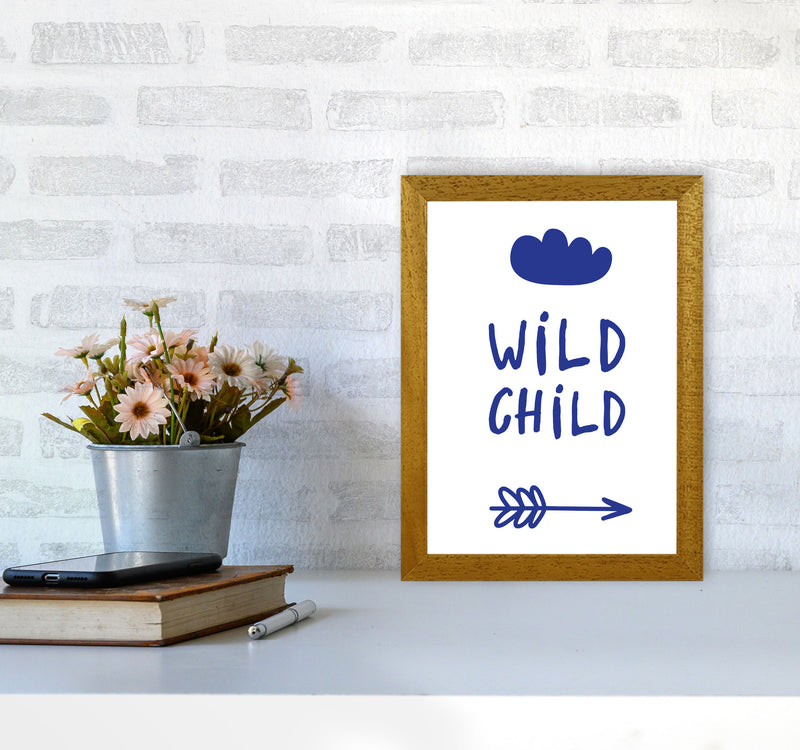 Wild Child Navy Framed Nursey Wall Art Print A4 Print Only