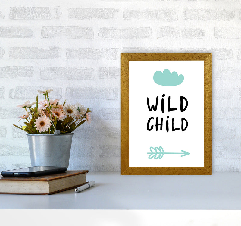 Wild Child Mint And Black Framed Nursey Wall Art Print A4 Print Only
