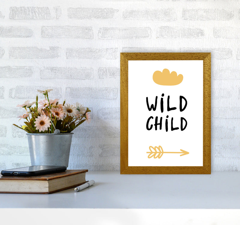 Wild Child Mustard And Black Framed Nursey Wall Art Print A4 Print Only