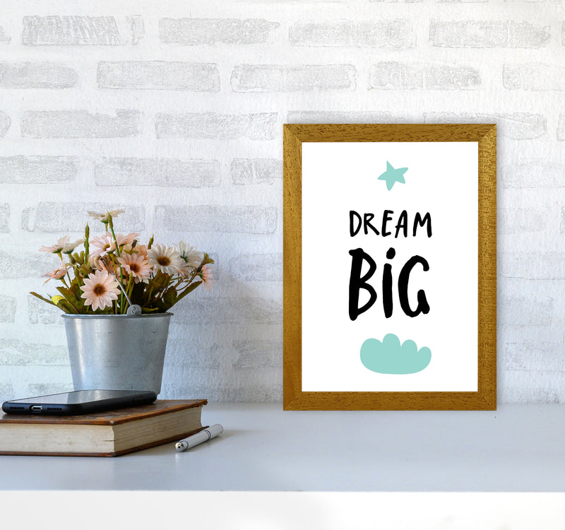 Dream Big Mint Cloud Framed Typography Wall Art Print A4 Print Only