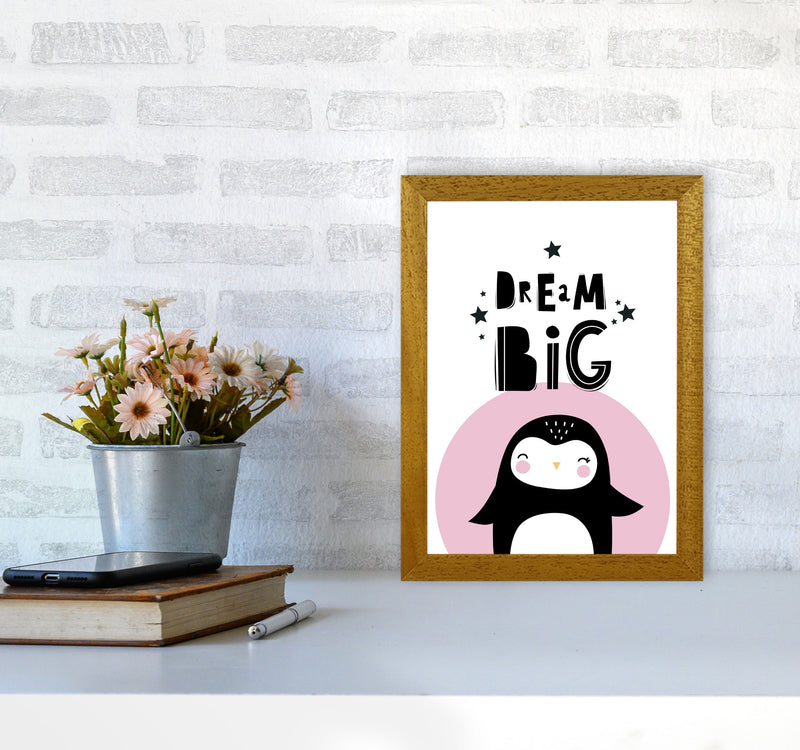 Dream Big Penguin Framed Nursey Wall Art Print A4 Print Only