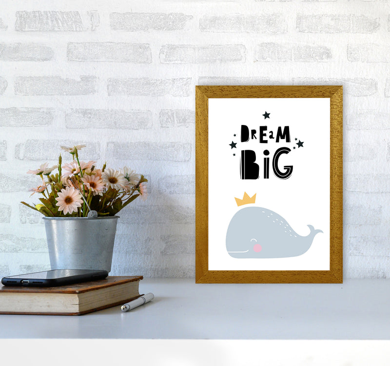 Dream Big Whale Framed Nursey Wall Art Print A4 Print Only