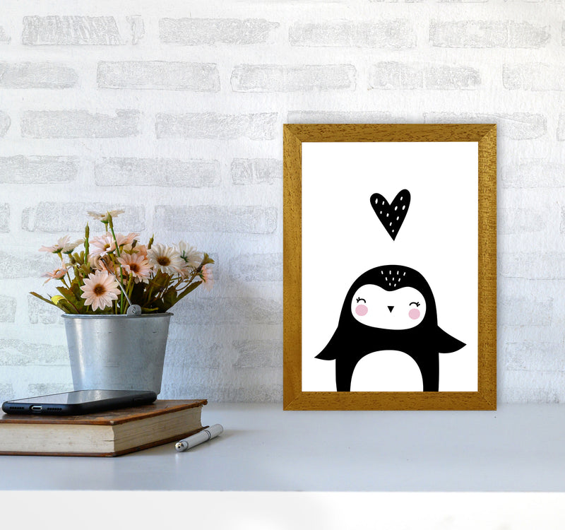 Penguin And Heart Modern Print Animal Art Print A4 Print Only