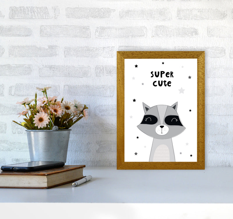 Super Cute Raccoon Framed Nursey Wall Art Print A4 Print Only