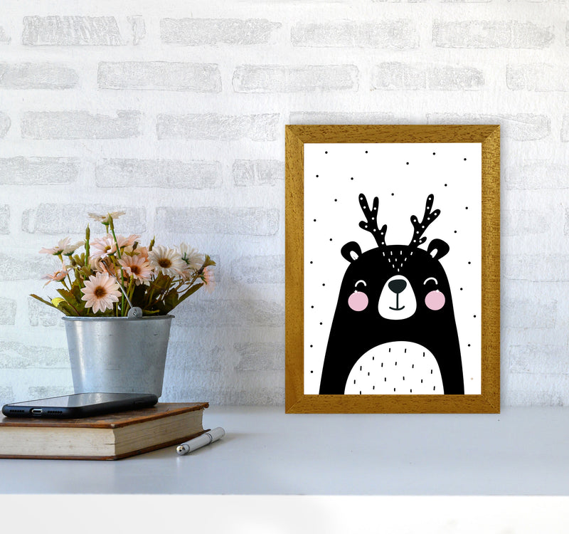 Black Bear With Antlers Modern Print Animal Art Print A4 Print Only