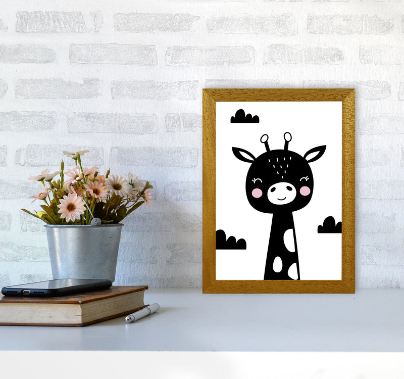 Scandi Black Giraffe Framed Nursey Wall Art Print A4 Print Only