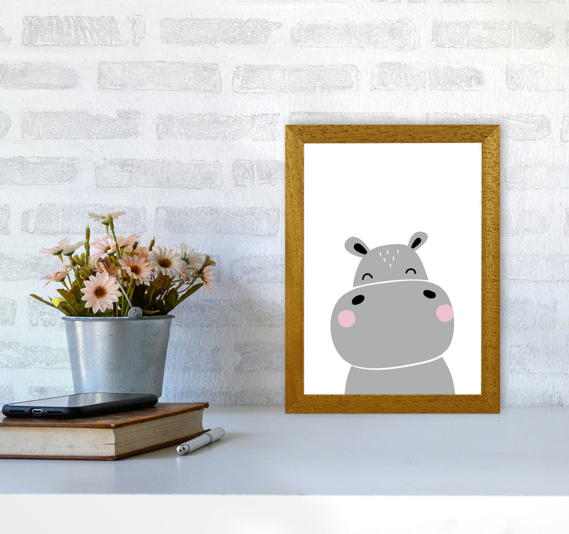 Scandi Hippo Framed Nursey Wall Art Print A4 Print Only