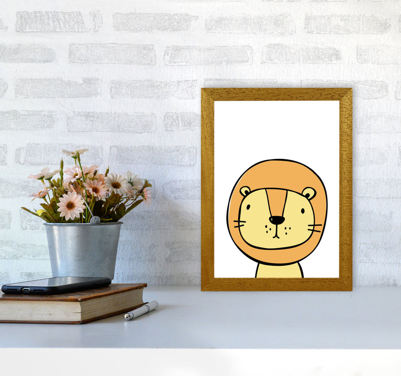 Scandi Lion Framed Nursey Wall Art Print A4 Print Only