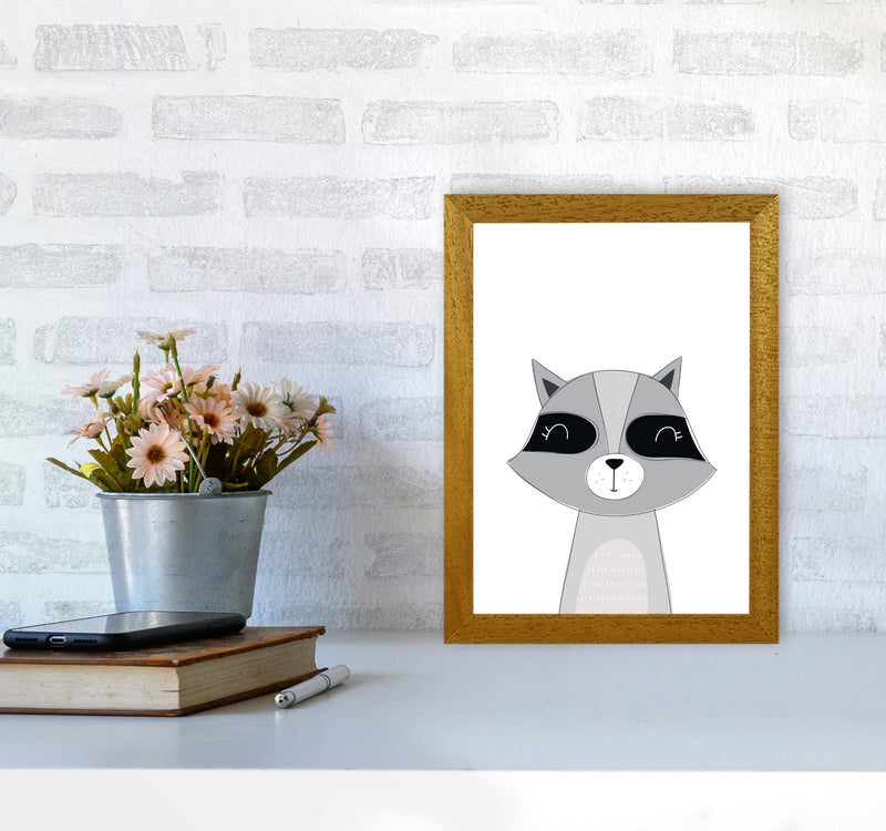 Scandi Raccoon Framed Nursey Wall Art Print A4 Print Only