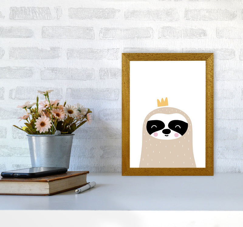 Scandi Sloth With Crown Framed Nursey Wall Art Print A4 Print Only